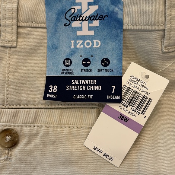 IZOD Men’s Saltwater Stretch Classic Fit Shorts 38 WAIST 7 Inch Inseam NWT - Picture 4 of 6